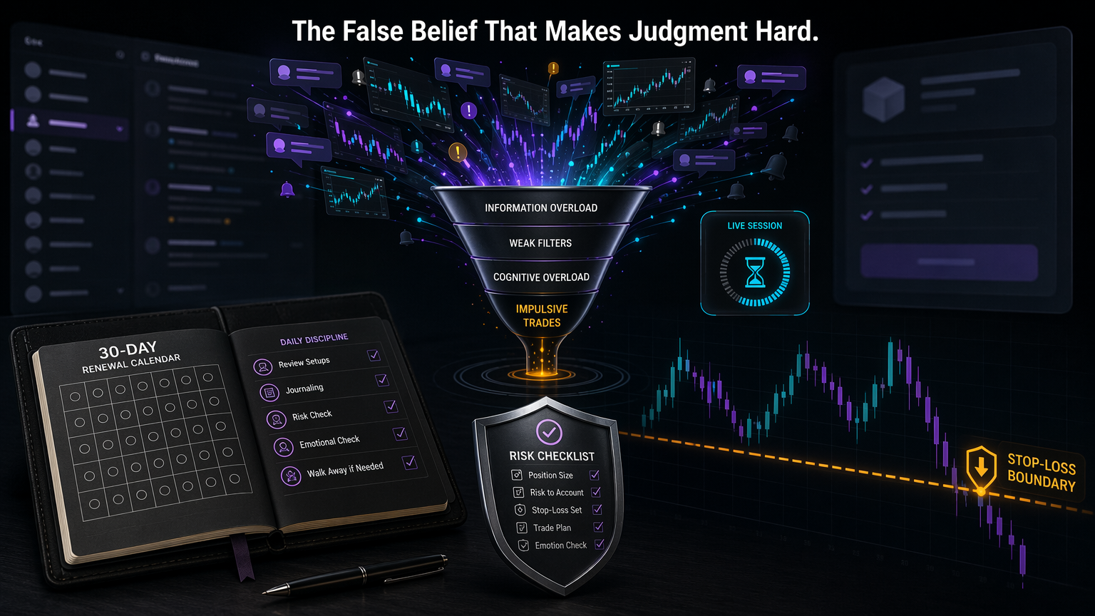 How To Use A Trading Community Without Overtrading false belief infographic for section 2